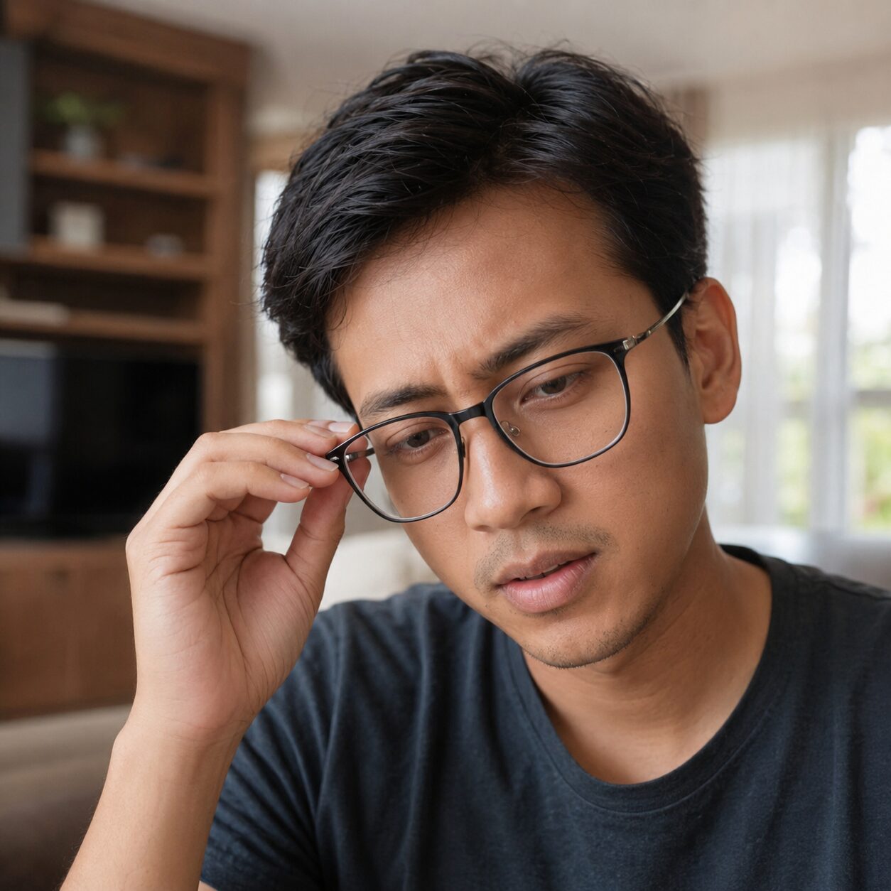 Pelanggan mencoba kacamata baru yang nyaman di Kacamata Solo