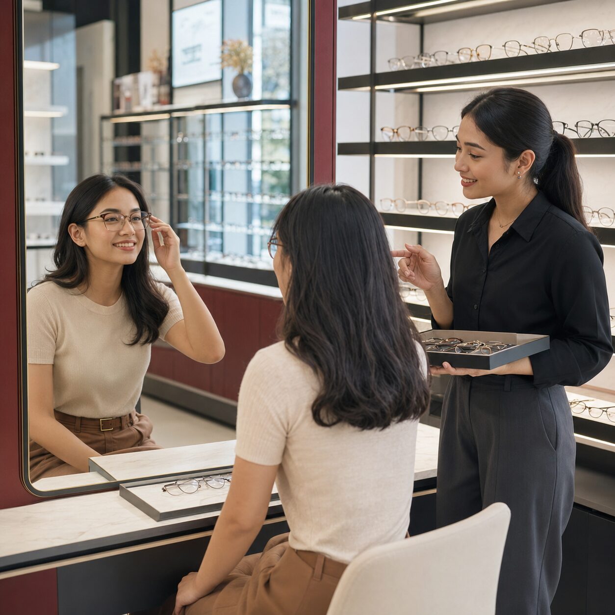 Dilema visual memilih kacamata vs softlens di optik modern Solo